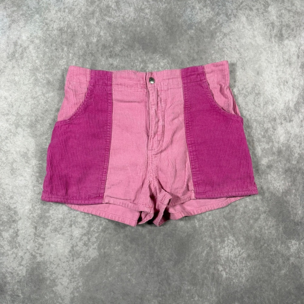 BDG Urban Outfitters Pink Colorblock Corduroy Shorts 29 High Waist Y2K Retro